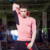 T-shirt moulant à manches courtes pour homme sport fitness course à pied entraînement manches courtes séchage rapide chemise