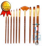 10 pinceaux, poteau en bois de lin, stylo aquarelle, cheveux en nylon, ensemble de pinceaux combinés, gouache en forme d'éven
