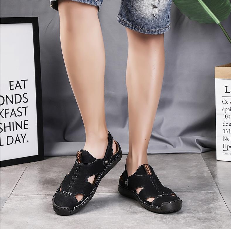 TD® Sandales d'été très grandes chaussures de sport chaussures de plage en cuir pois respirants chaussures antidérapantes