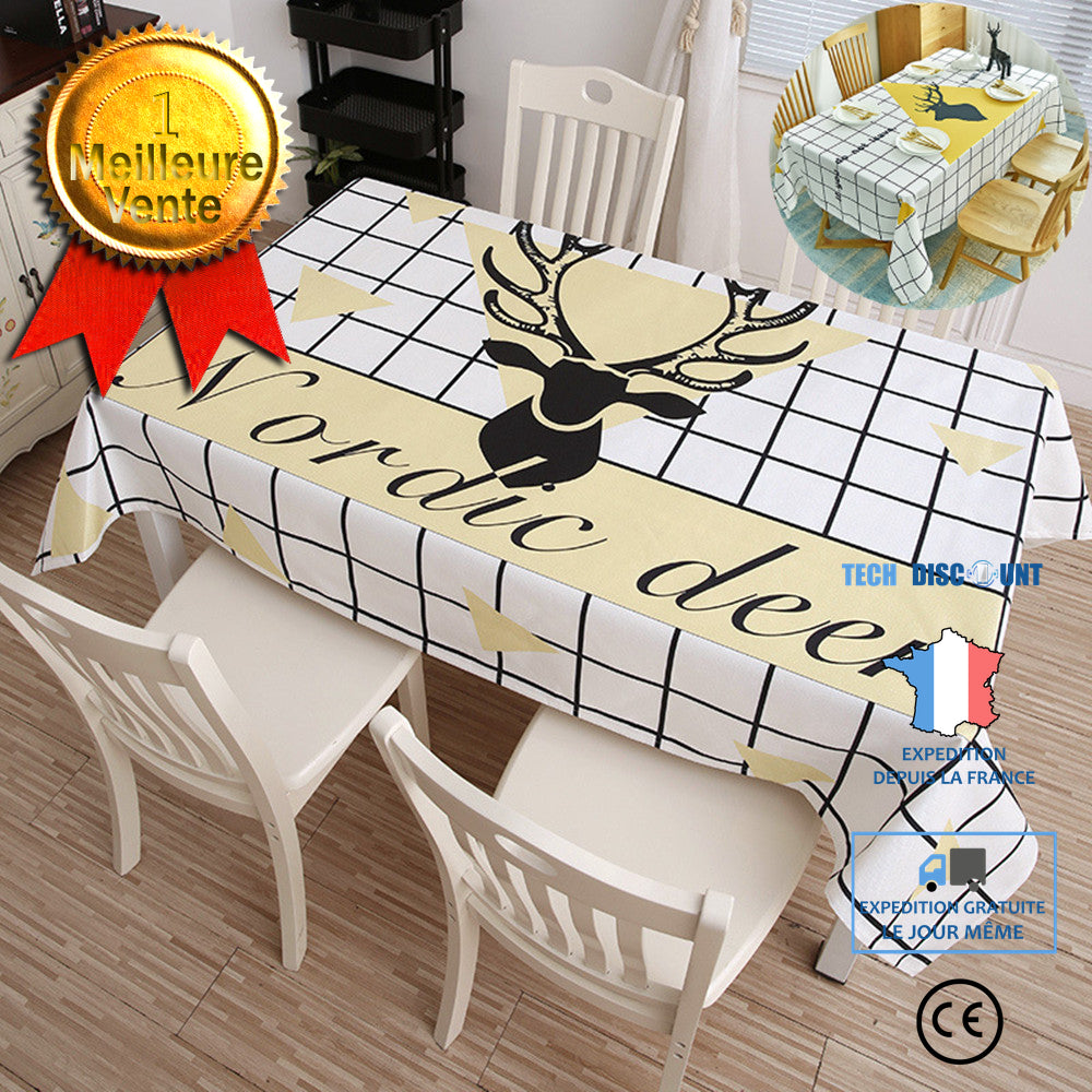 TD® nappe de table rectangulaire anti tache PVC dessus housse protection design à carreaux salle a manger cusiine decoration pas che