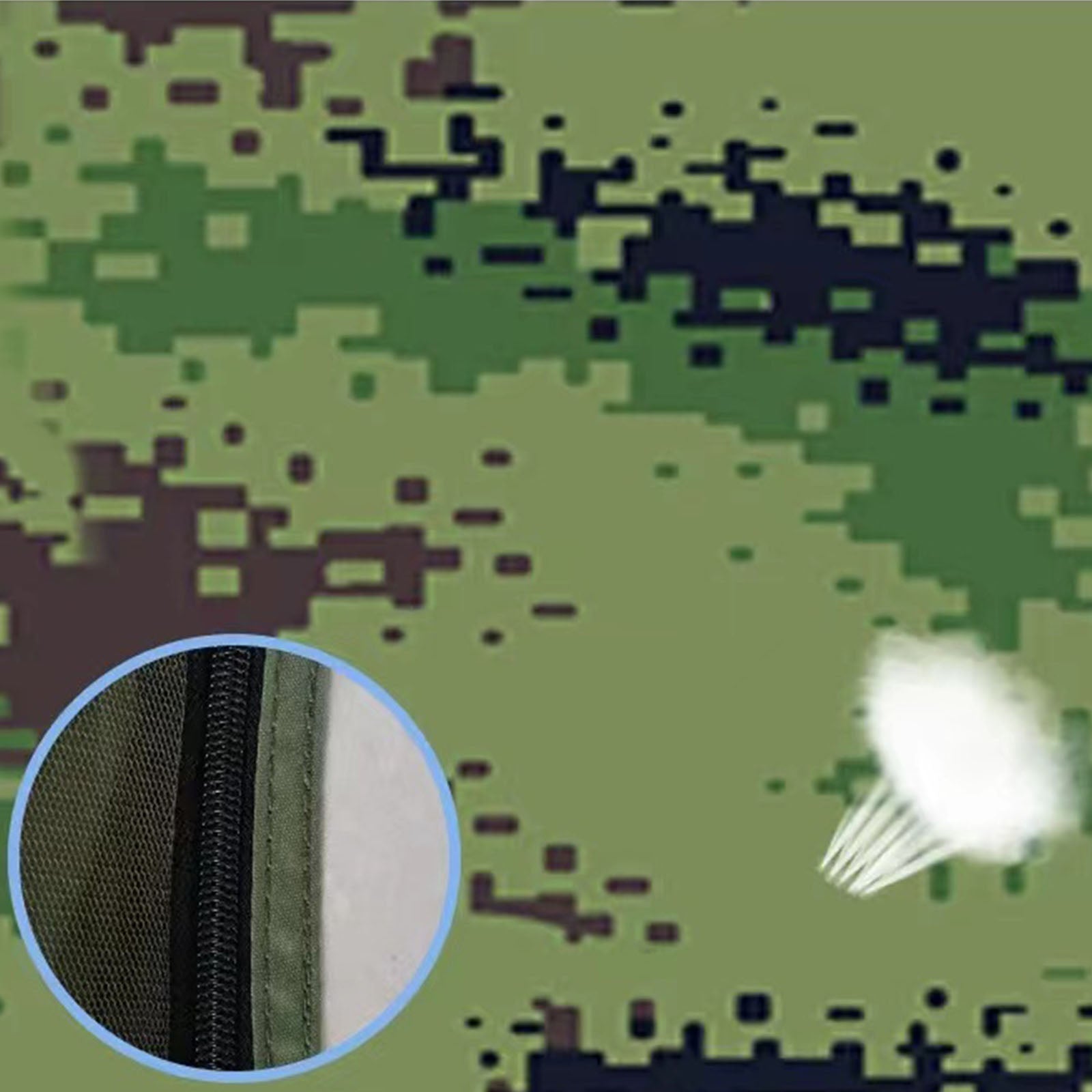 TD® Hamac de moustiquaire à pôle à ouverture rapide automatique hamac en nylon de camouflage de camping en plein air avec moustiquai