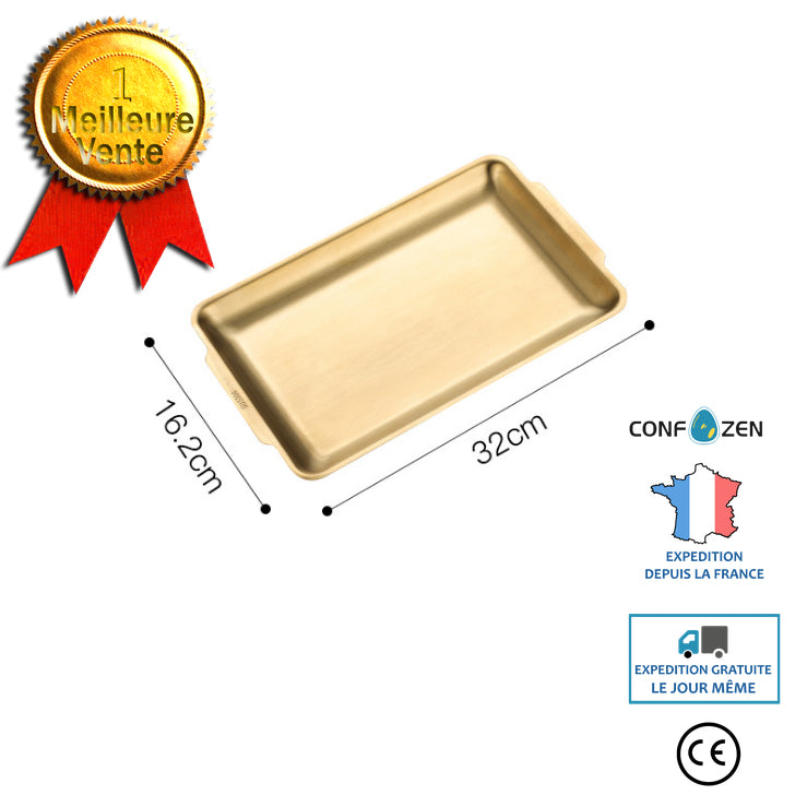 Assiette rectangulaire en acier inoxydable 304 épaissie Assiette de barbecue coréenne, assiette à sushi, plateau à fond plat