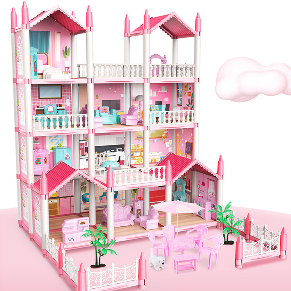 TD® Jouets de maison de jeu pour enfants, maison de villa de poupée,jouet d'assemblage de villa de château de simulation de petite f