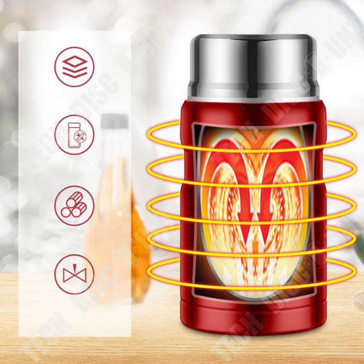 TD® BOUTEILLE bol Porte-aliments termos alimentaire isotherme en acier inoxydable rouge 500 ml froid chaud café repas transportable