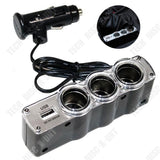 TD® Multiprise allume-cigare triple prise  + prise USB rechargement appareils périphériques téléphone tablettes voiture adaptateur