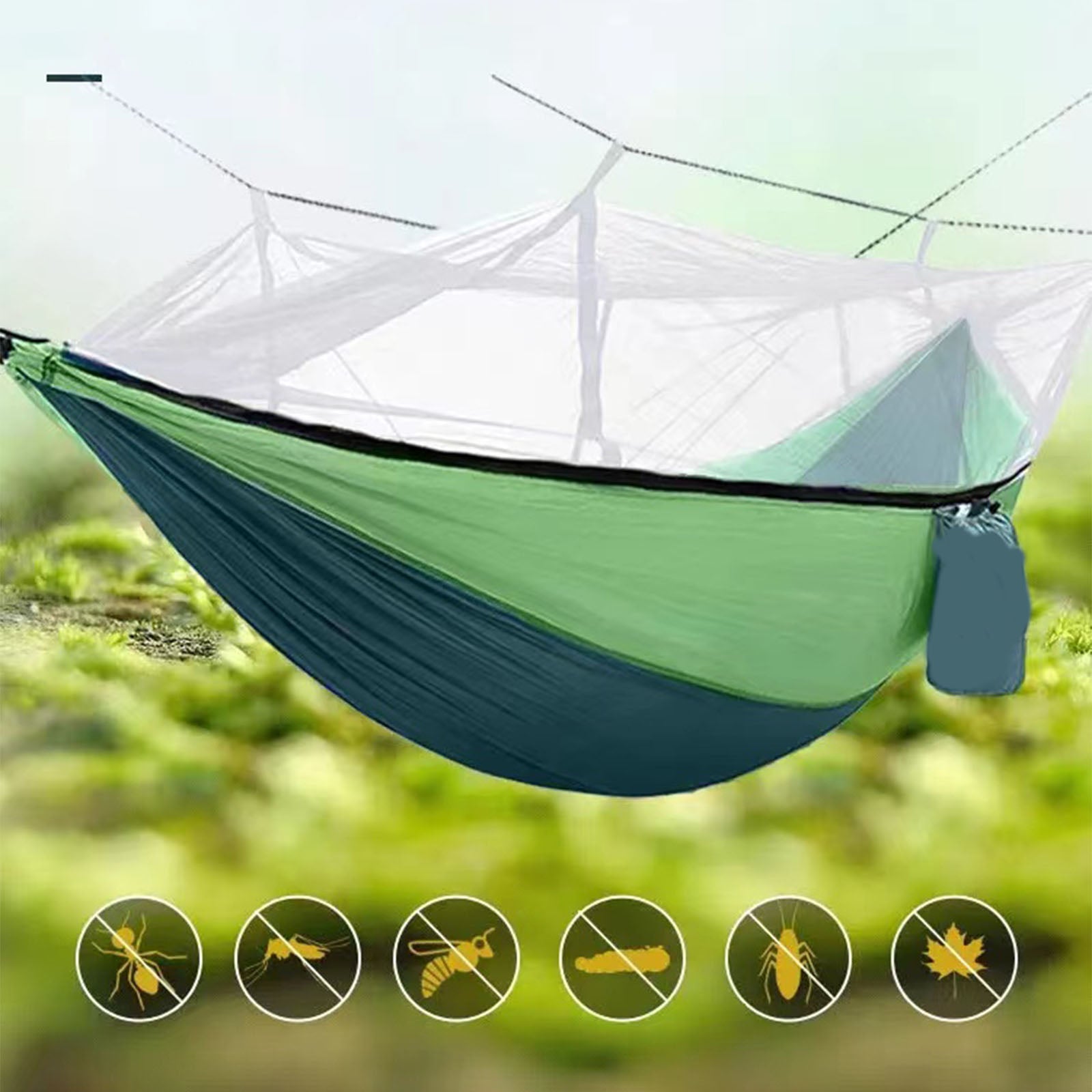 TD® Moustiquaire extérieure hamac équipement hamac vert 210T Nylon Camping moustiquaire fournitures de Camping en plein air