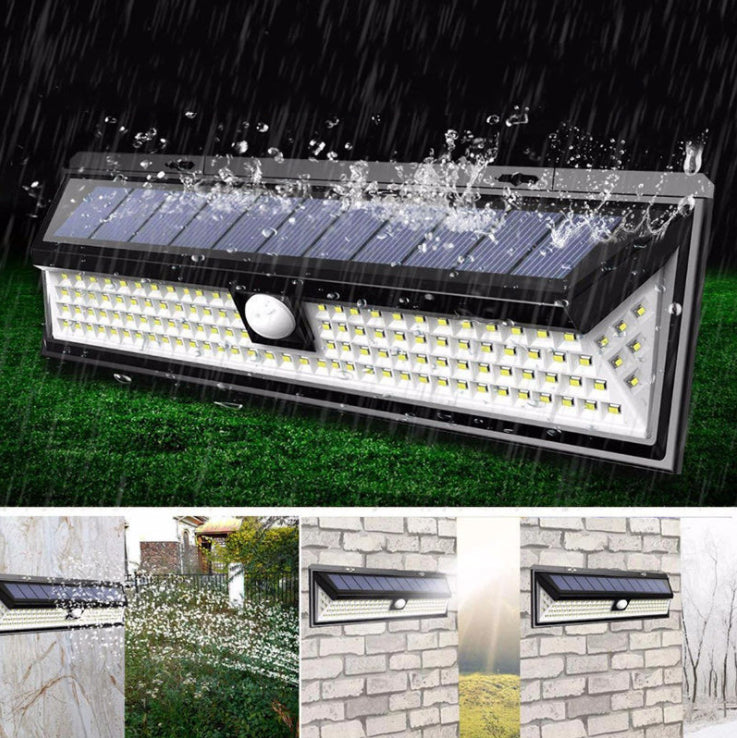 TD® 118 LED Lampe Solaire Extérieur Etanche IP65 Lumière Solaire avec Télécommande et Détecteur de Mouvement pour Jardin Cour Gar