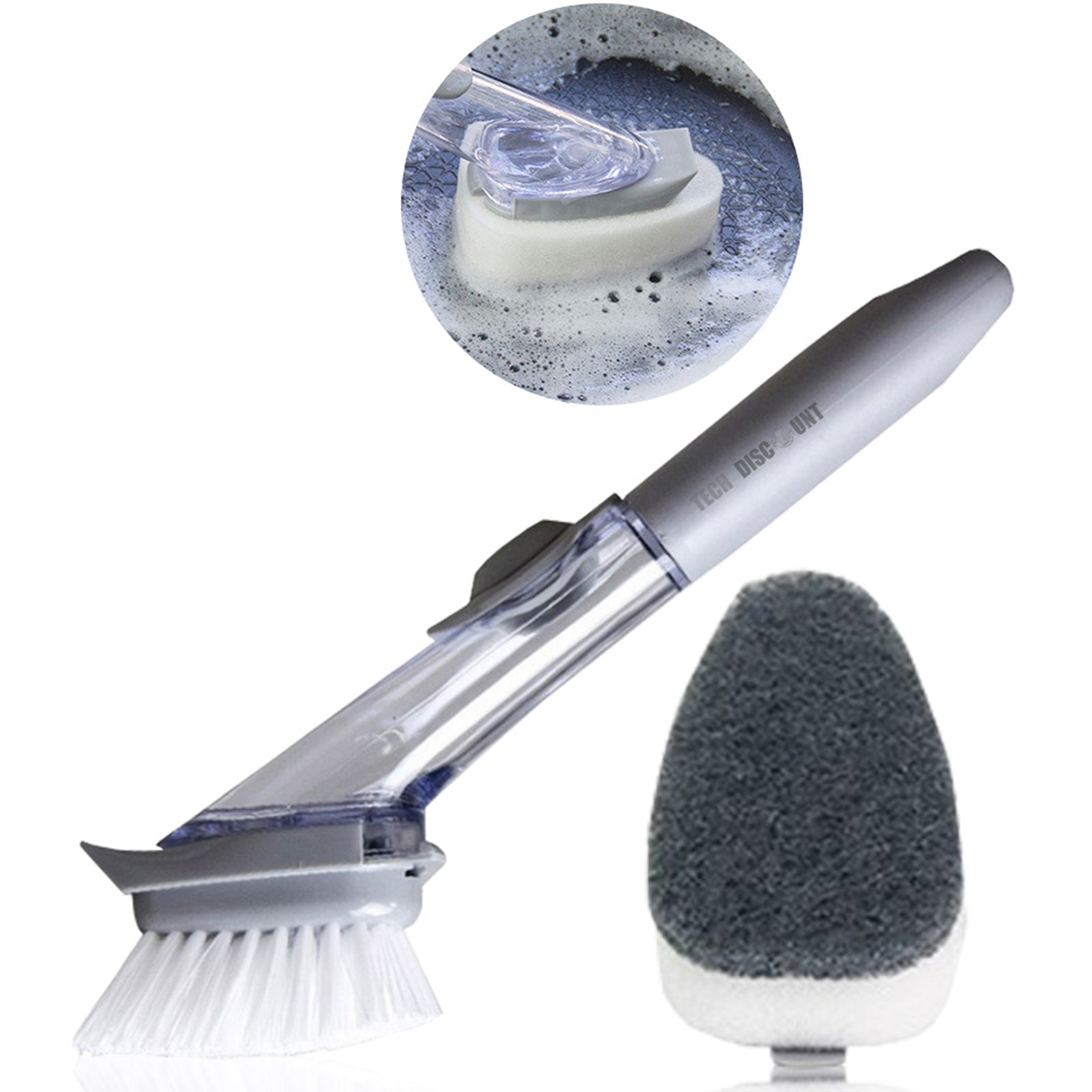 TD® Brosse de nettoyage cuisine Liquide multifonction savon automatiquement manche longue pour lave-vaisselle ustensile propreté