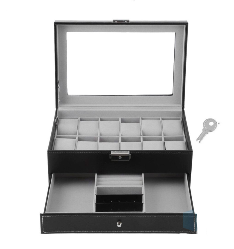LSC®  montre pu boîte de rangement de montre 24 bits boîte à bijoux double couche boîte d'affichage de montre 24 bits simple couche