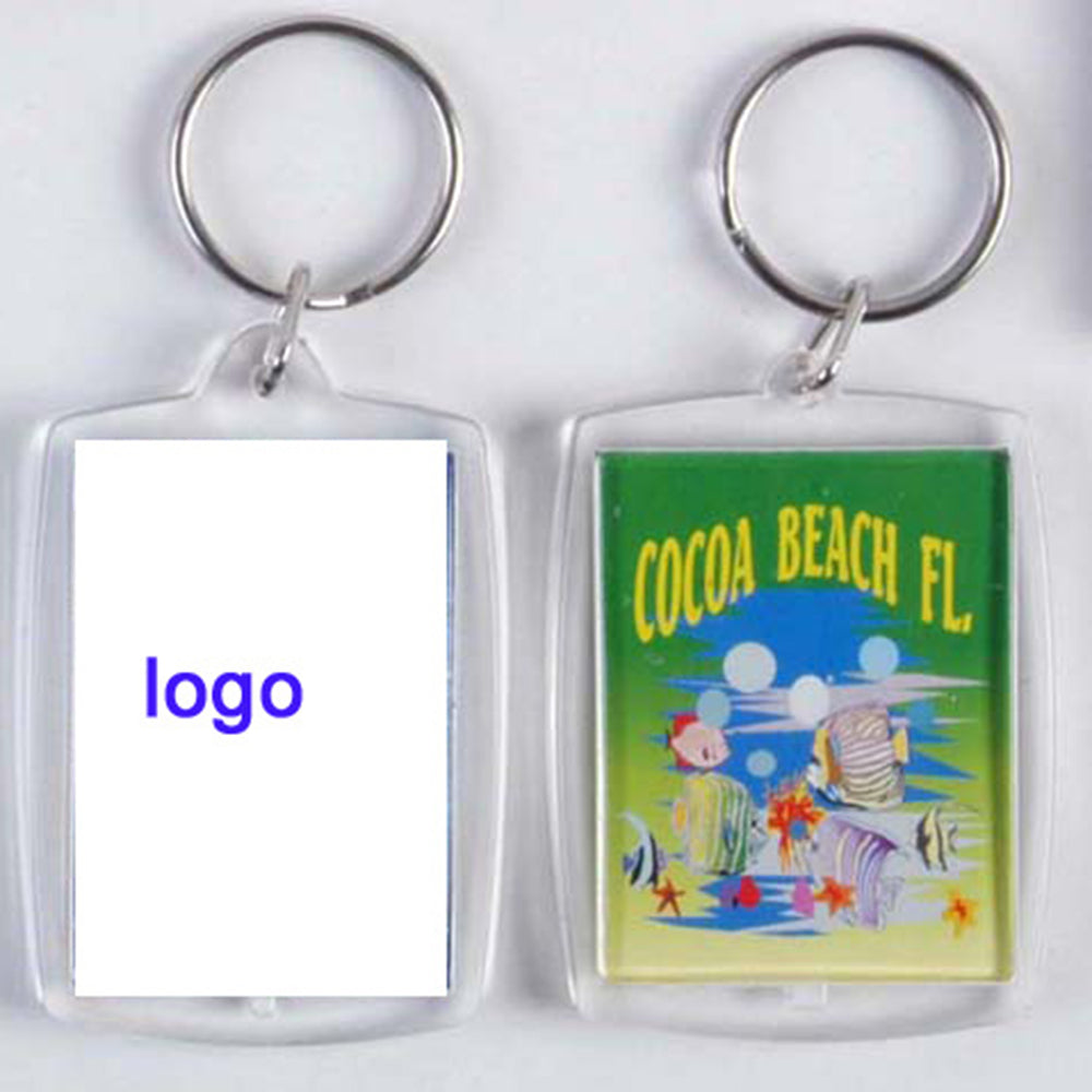 100 pièces porte-clés transparent Mini cadre photo vide 50 x 35mm Porte clefs cadre goodies
