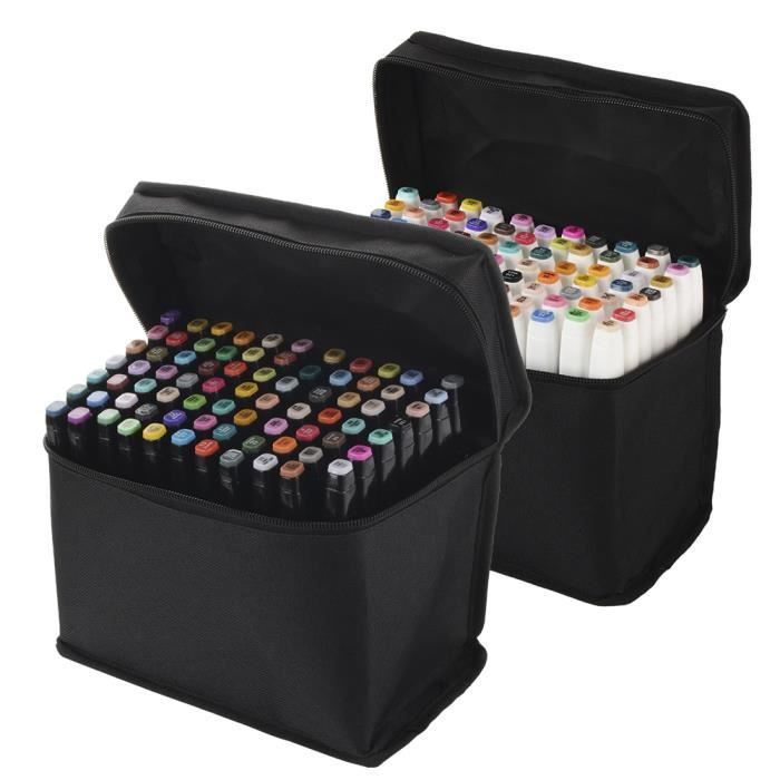 TD® Lot de 80 marqueurs à alcool double pointe Animation Art Esquisses dessins artistique travaux arts plastiques posca marqueurs
