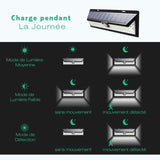 TD® Lot de 2 pièces Lampes LED Eclairage Solaire Extérieur/ Lampe Solaire Étanche Détecteur de Mouvement 3 Modes d’éclairage 270°