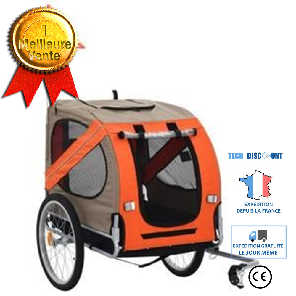 TD® Remorque de vélo pour chiens Orange et marron