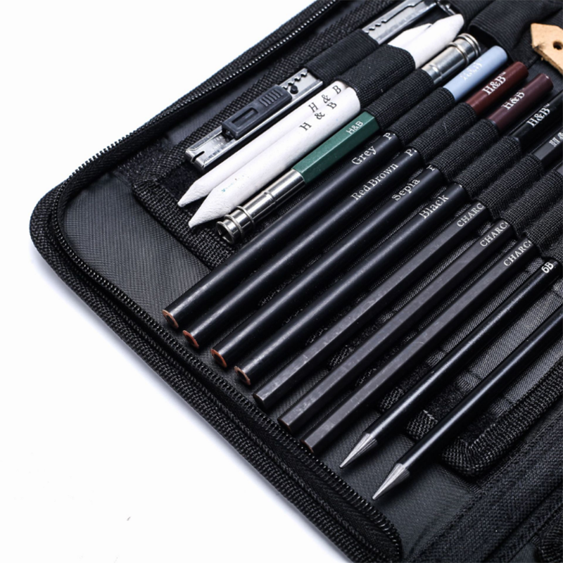 Ensemble d'outils de peinture 48 pièces de crayon à croquis ensemble d'outils peinture Fournitures de papeterie d'art profess
