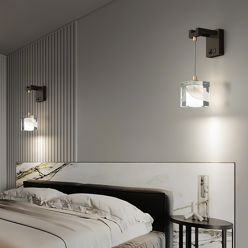 Applique murale cristal lumière style luxe chambre chevet escalier allée décoration TV fond mur