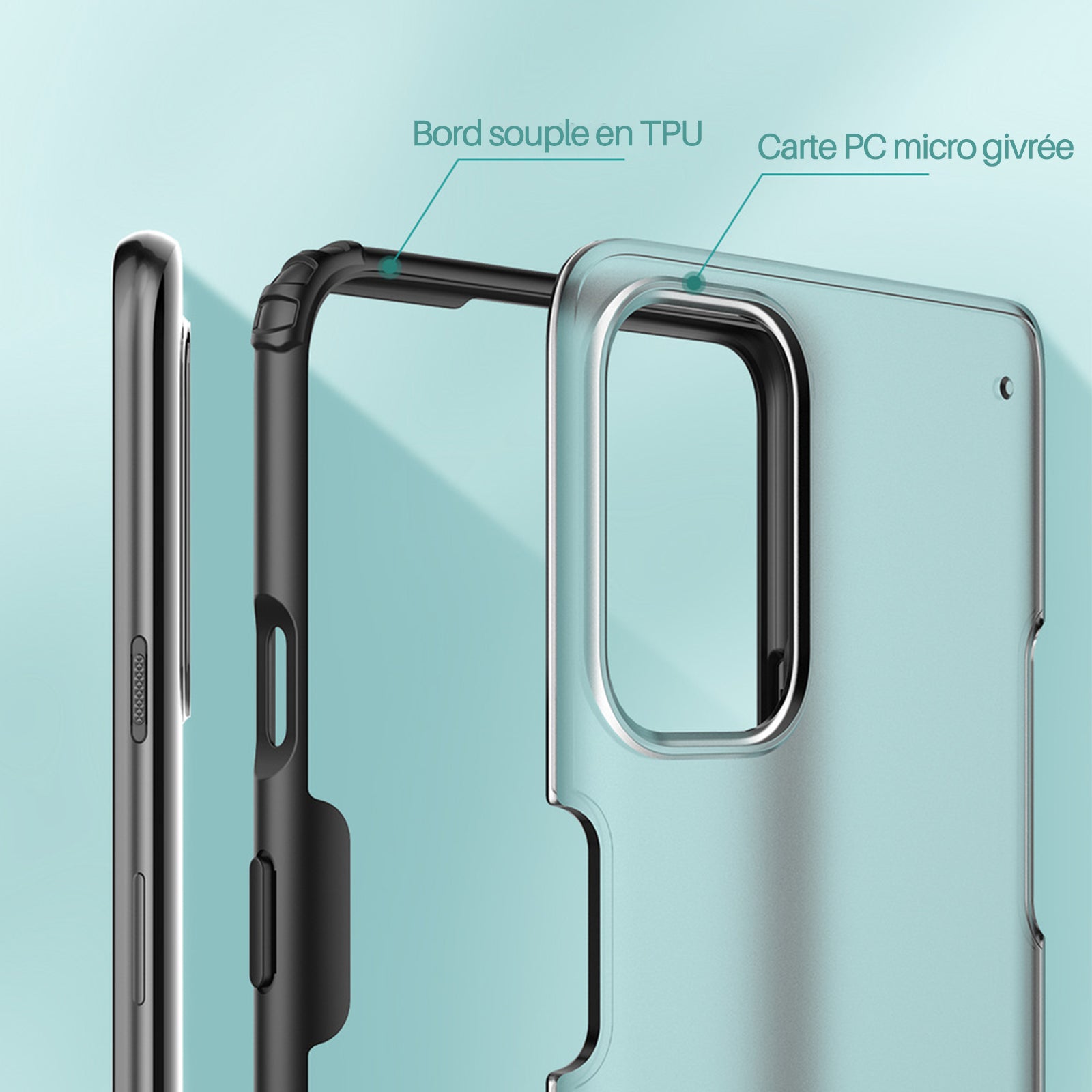TD® Coque de téléphone OnePlus 8T givrée aux quatre coins, housse de protection anti-abrasion transparente à 360 degrés tout compris