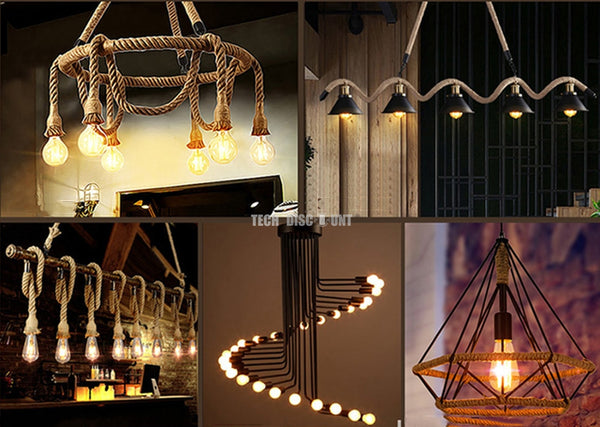 LED DEKO suspension plafonnier plafonnier lampe de salon corde de chanvre  verre ambre, 2 watts 18 lm 2500 K blanc chaud, H 160 cm, ETC Shop: lampes,  mobilier, technologie. Tout d'une source.