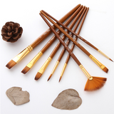 10 pinceaux, poteau en bois de lin, stylo aquarelle, cheveux en nylon, ensemble de pinceaux combinés, gouache en forme d'éven