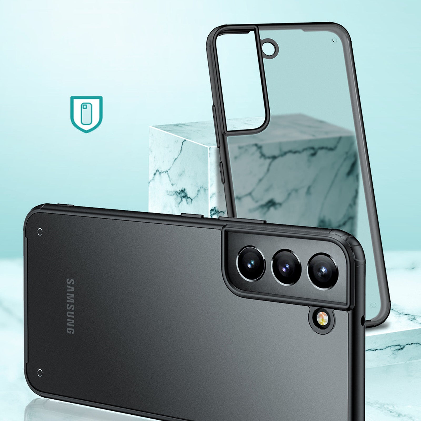 TD® Coque de téléphone transparente anti-poussière pour Samsung Galaxy S22 Thinner Protection à 360 degrés TPU Soft Edge