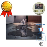 TD® Jet d'encre peinture à l'huile peinture murale peinture décorative seul panneau chat et tigre réflexion peinture encadrée 40*60c