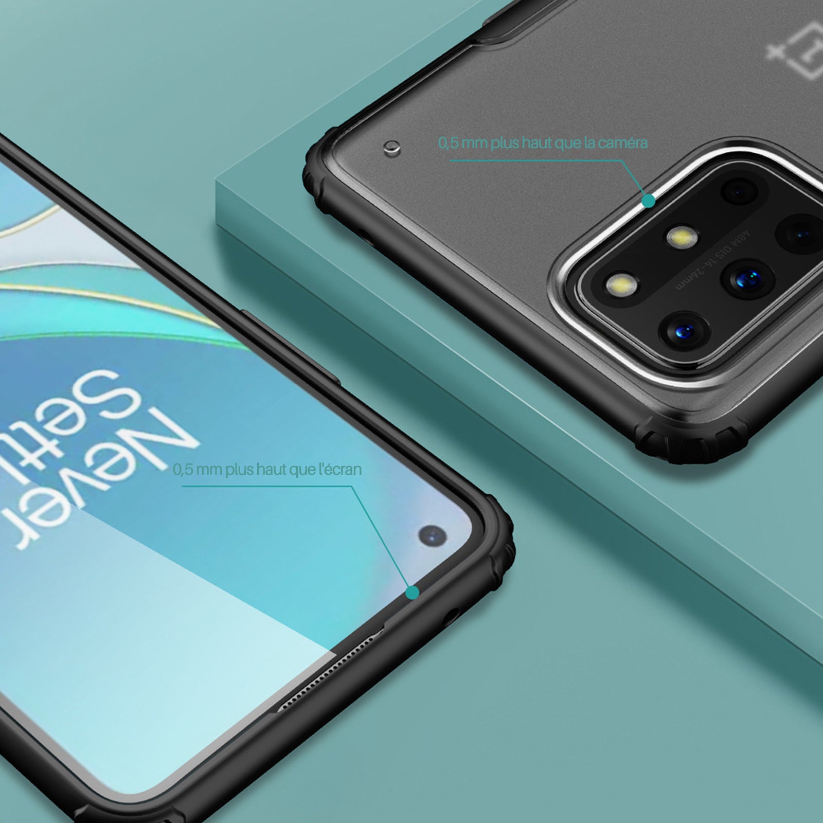 TD® Coque de téléphone OnePlus 8T givrée aux quatre coins, housse de protection anti-abrasion transparente à 360 degrés tout compris