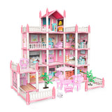 TD® Jouets de maison de jeu pour enfants, maison de villa de poupée,jouet d'assemblage de villa de château de simulation de petite f