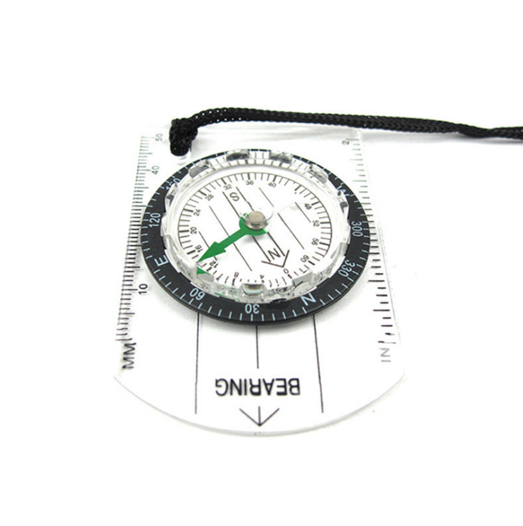 Boussole portable transparente multifonctionnelle extérieure de haute précision Échelle de boussole avec boussole de survie d