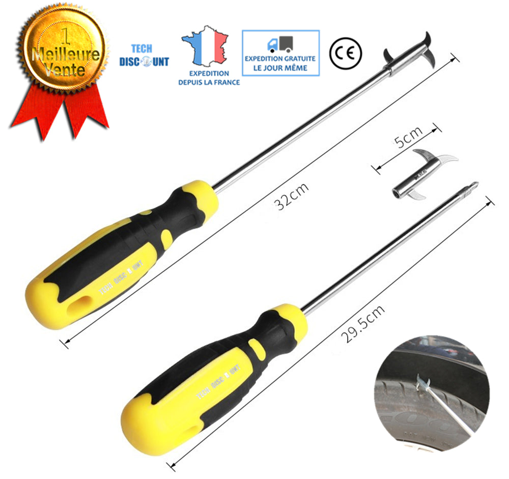 TD® Crochet de nettoyage de pneu tournevis voiture précision moto vélo entretien roue prévention des crevaisons grattoir réparation