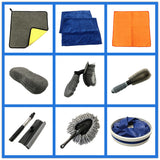 TD® Ensemble complet d'outils de lavage de voiture, serviette de nettoyage de voiture, éponge, brosse, seau, ensemble de dix pièces