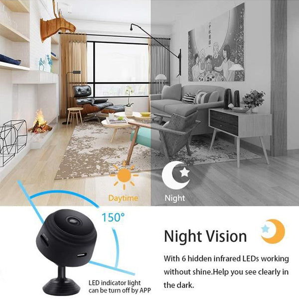 TD® Mini caméra de surveillance HD 1080p - Batterie Micro WiFi - Petite caméra avec vision nocturne infrarouge et carte SD 32 G - [6