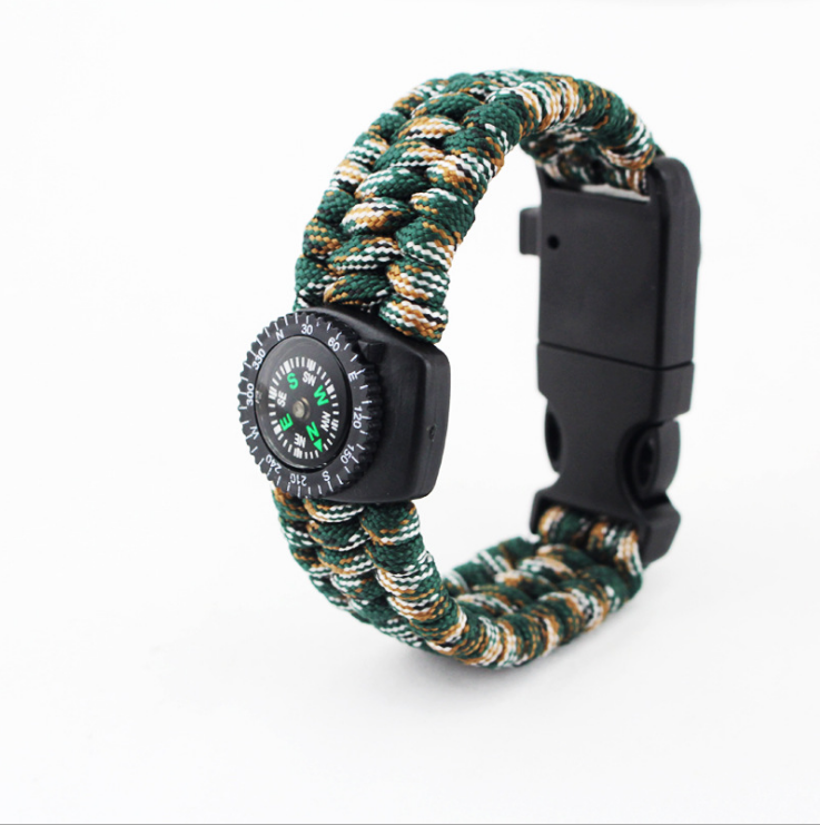 Articles de sports de plein air bracelet boussole détachable thermomètre multifonction silex et cordon parapluie bracelet tre