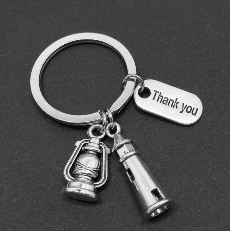 Cadeau porte-clés fête des pères Phare du port Lampe à pétrole Merci Porte-clés