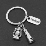Cadeau porte-clés fête des pères Phare du port Lampe à pétrole Merci Porte-clés