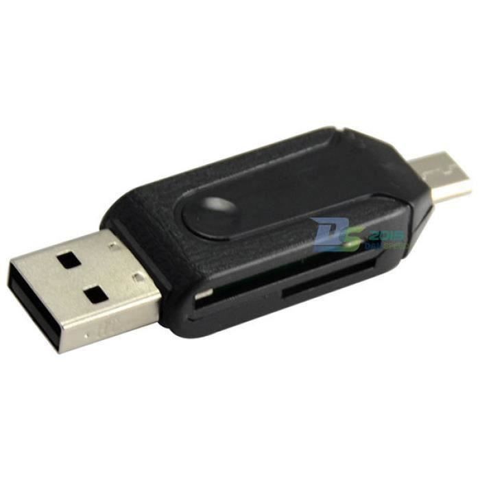 TD® Adaptateur Clé USB 2 en 1 Micro USB OTG / Lecteur de Carte Mémoire SD Micro SD / Carte De Données Adaptateur Noir