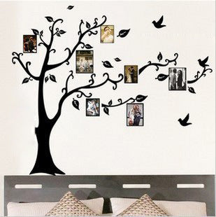 Arbre photo noir trois générations salon amovible TV canapé fond sticker mural peinture chambre