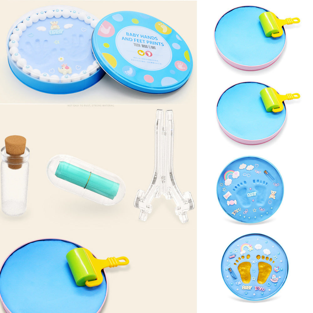 TD® Moulage bébé ventre femme enceinte empreinte main Souvenir de naissance bricolage jouet encre et pieds nouveau né cadeau enfants