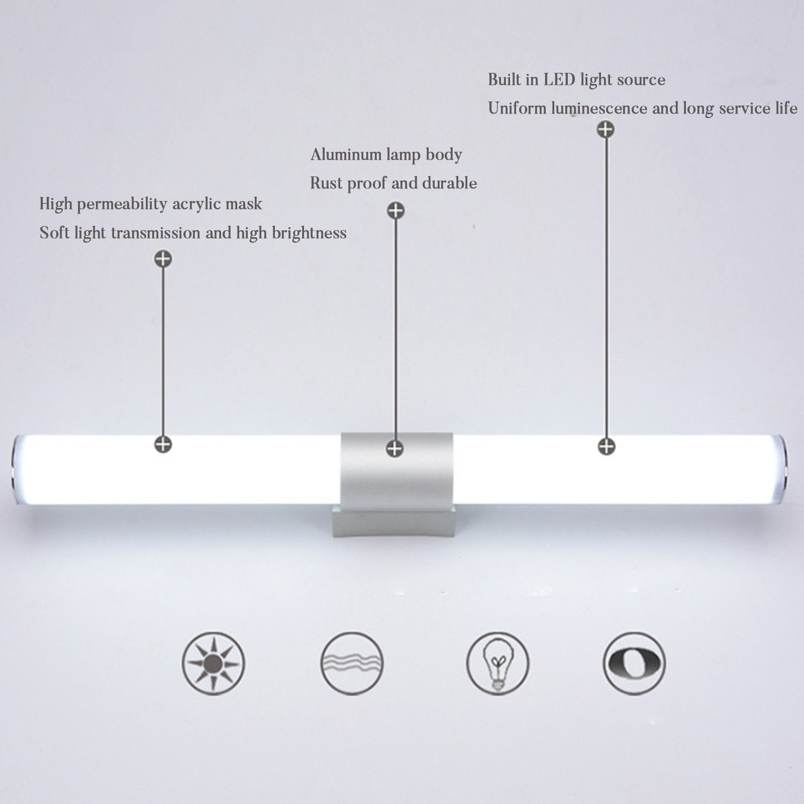 Applique murale Luminaire salle de bains LED Lumière blanche avant-miroir et armoire 40cm 16W