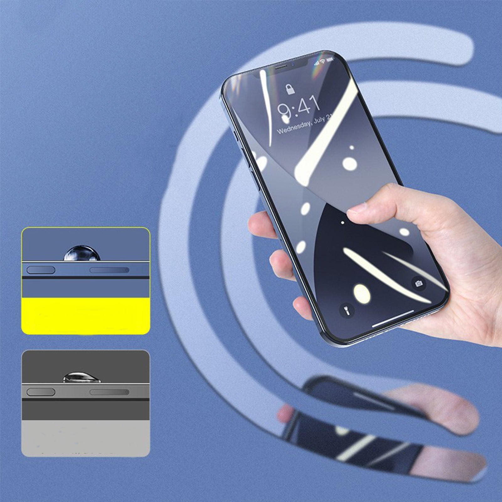 TD® Galvanoplastie anti-lumière bleue iPhone13 film trempé HD anti-empreintes digitales bord amélioré couverture plein écran