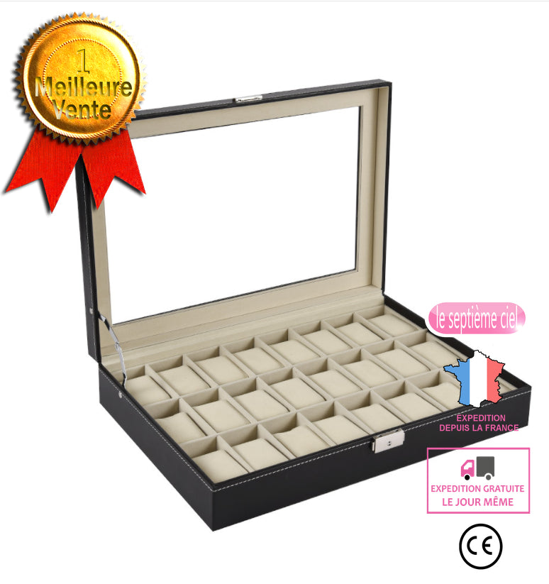 LSC®  montre pu boîte de rangement de montre 24 bits boîte à bijoux double couche boîte d'affichage de montre 24 bits simple couche