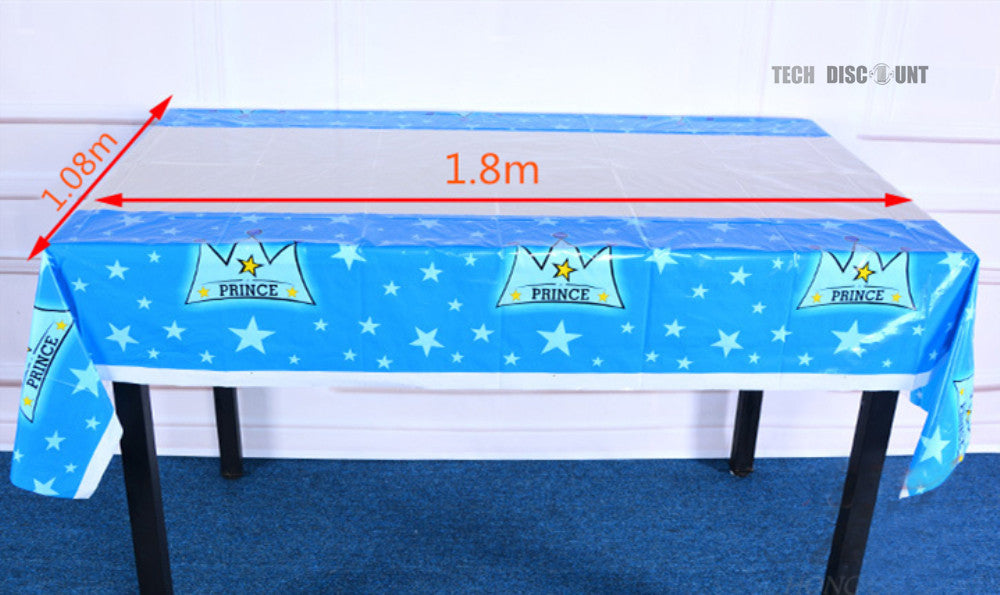 TD® Nappe de table rectangulaire anniversaire jetable film plastique pour fête mariage pâques pique nique décoration bleu et blanc