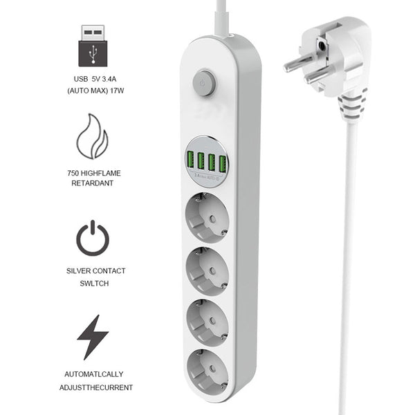 Multiprise 17 en 1 12 prises Parasurtenseur avec 4 ports USB et 1