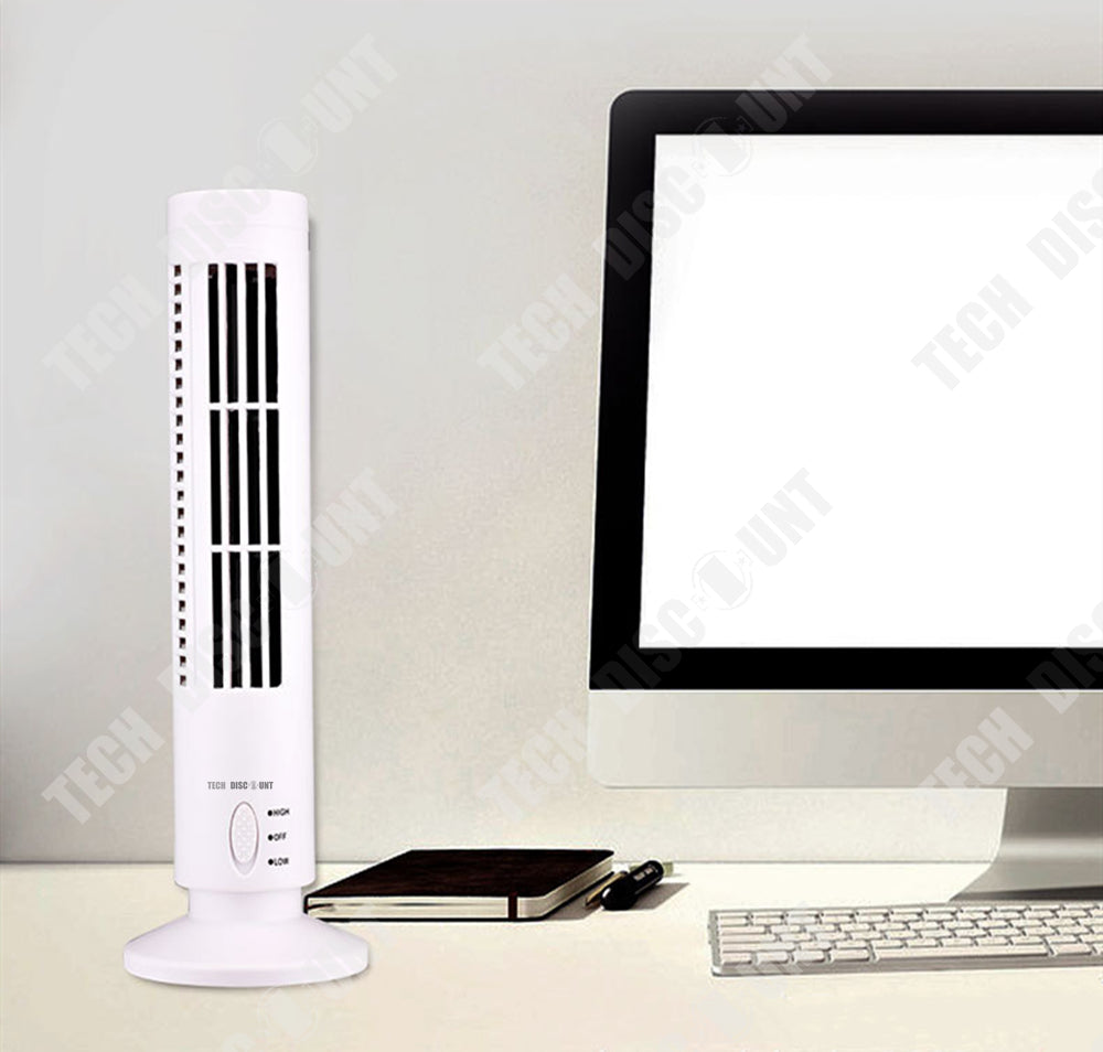 TD® Mini ventilateur colonne USB, Tour De Ventilation blanche ou noire verticale, pour bureau travail détente ordinateur portable