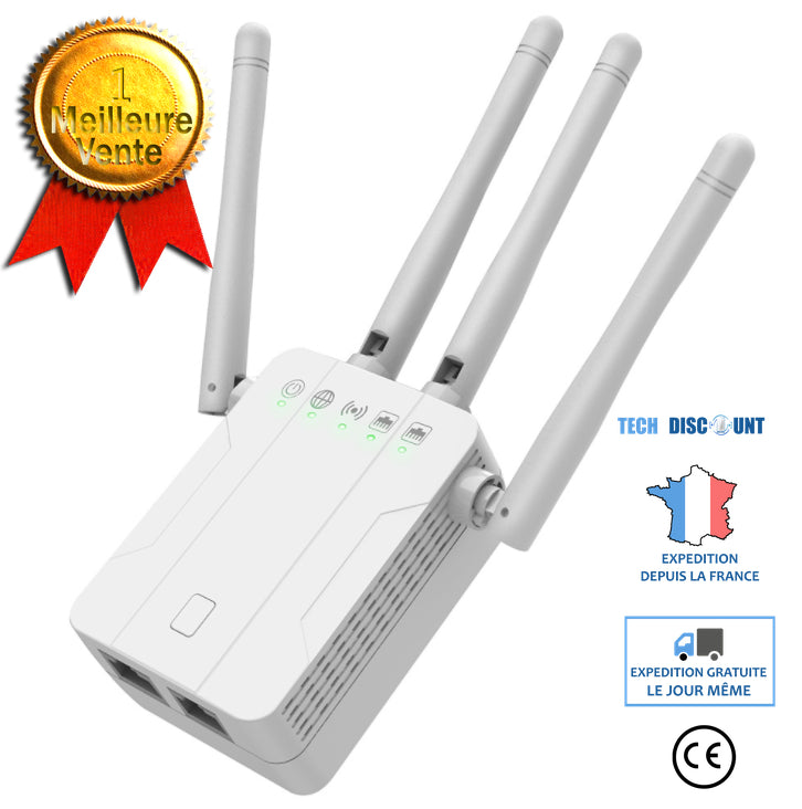 TD® Amplificateur signal Répéteur 1200M Amplificateur  signal wifi double bande Répéteur Extender AP boost Amplificateur de signal b