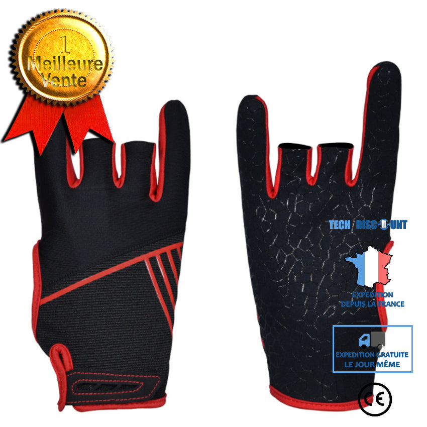 TD® Une paire de gants de bowling sports de plein air gants de fitness antidérapants en silicone de paume sans doigts X / XL