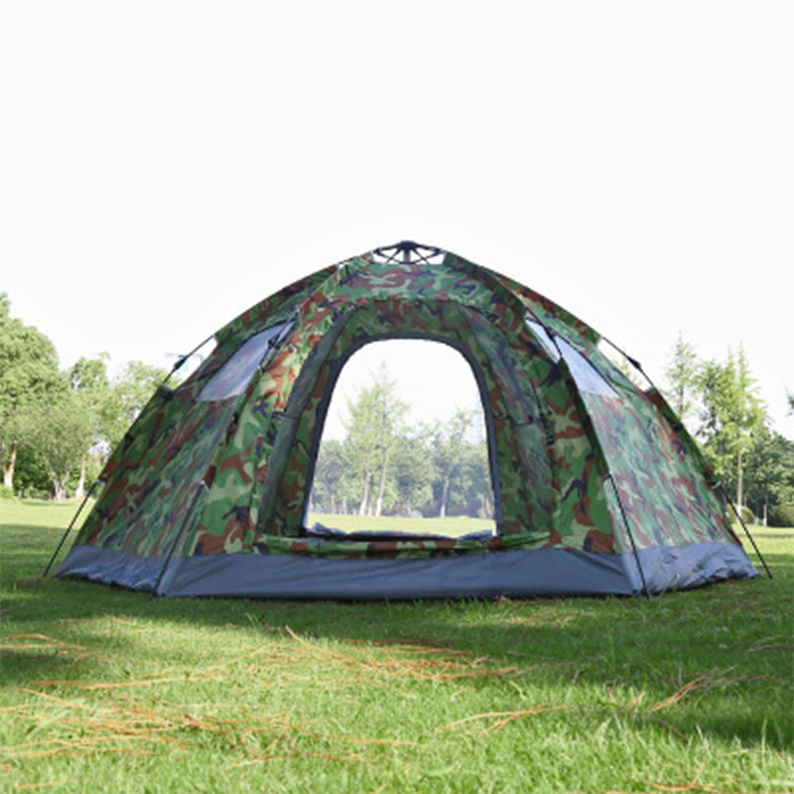 TD® Camouflage imperméable à la pluie hexagonale grande tente voyage camping automatique tente à ouverture rapide camping