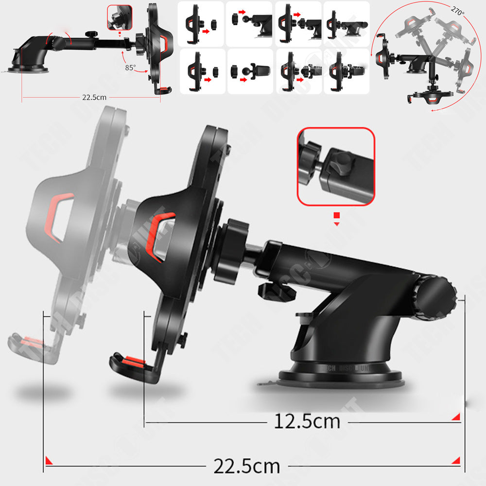TD® support voiture téléphone vitre pare-brise fixation solide multi surface à ventouse camion à fixation rotative distance réglable