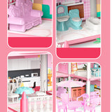 TD® Jouets de maison de jeu pour enfants, maison de villa de poupée,jouet d'assemblage de villa de château de simulation de petite f