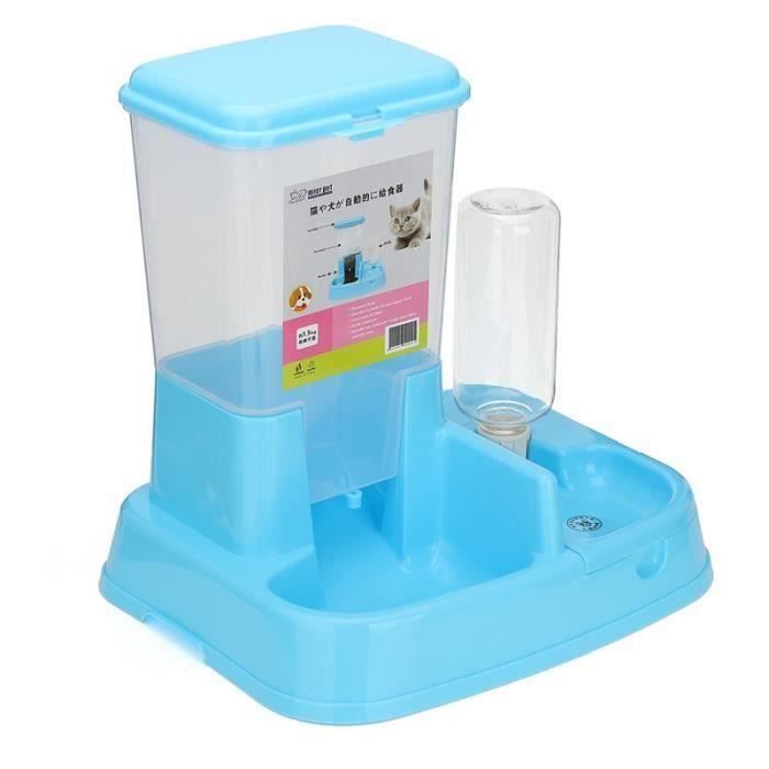 Automatique Gamelle Mangeoire Bouteille Distributeur Eau Croquette Pr Chien Chat Bleu Clair