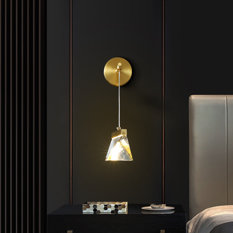 Applique cristal tout en bronze Luxe léger Simplicité moderne Personnalité créative Décoration de salon
