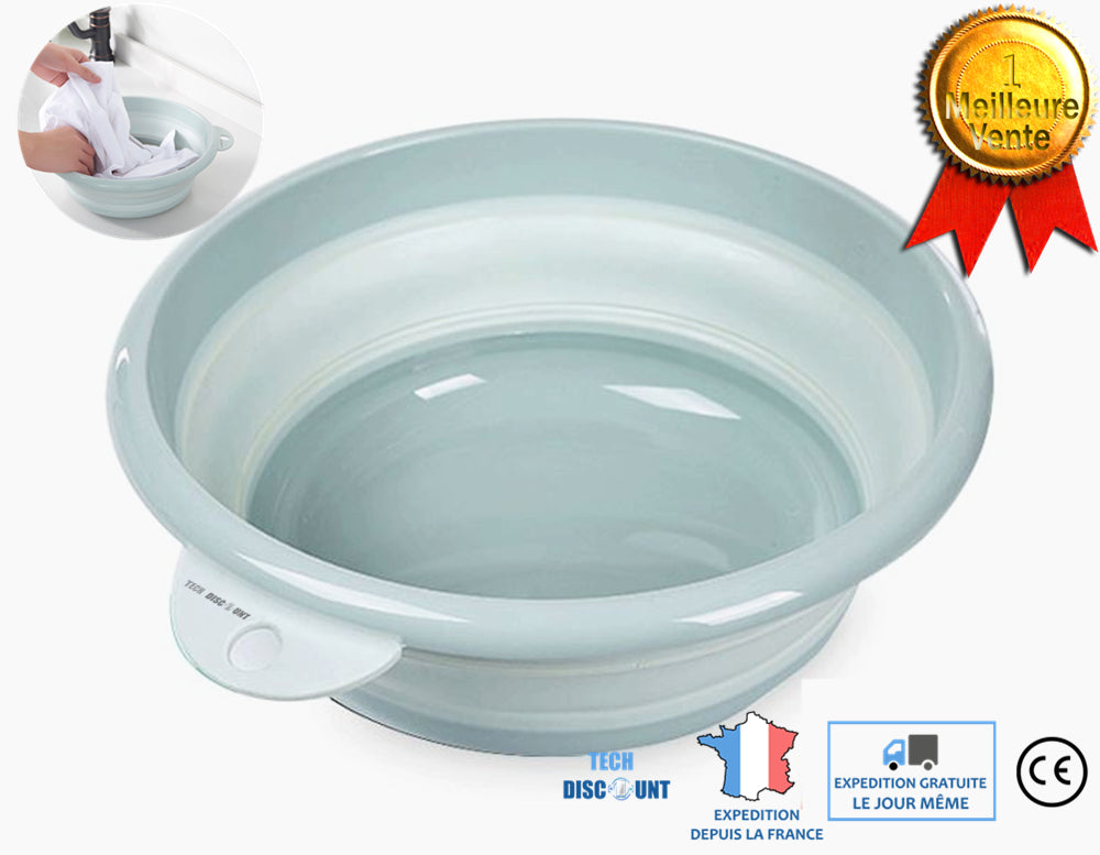 TD® bassine pliable camping grande linge retractable silicone ronde plastique pied lessive taille bain evier sale vaisselle seau lav